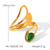 Wholesale Geometric Stainless Steel Zirconia Inlaid Open Ring For Women Couple Jewelry