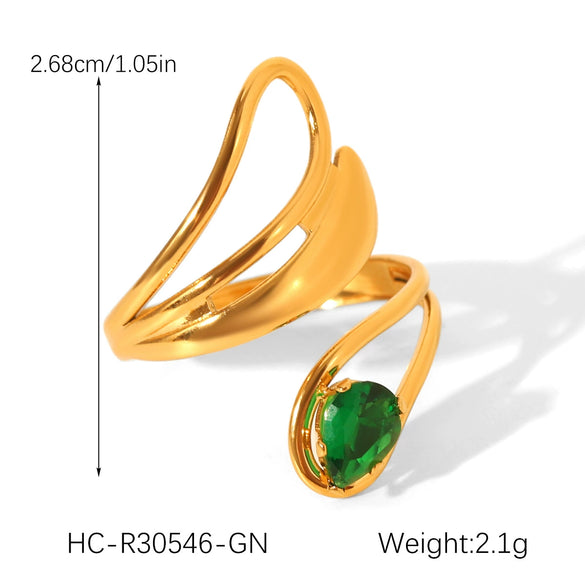 Wholesale Geometric Stainless Steel Zirconia Inlaid Open Ring For Women Couple Jewelry