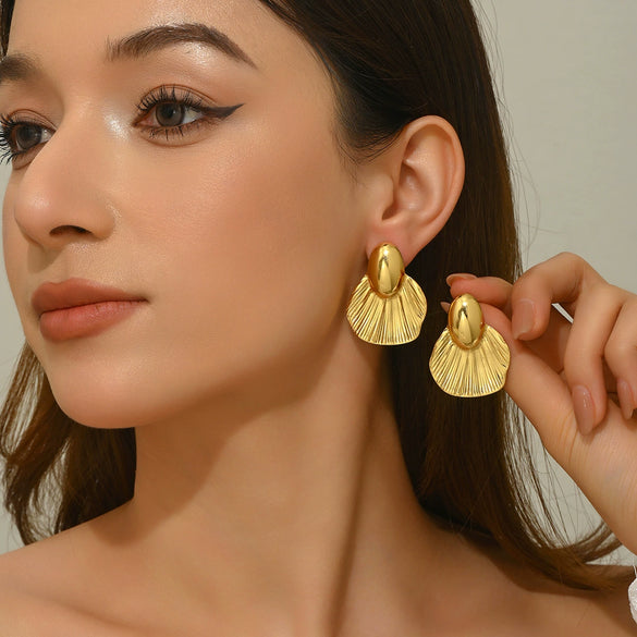 Wholesale Geometric Stamped Stainless Steel Fishtail Earrings For Women Highend Jewelry
