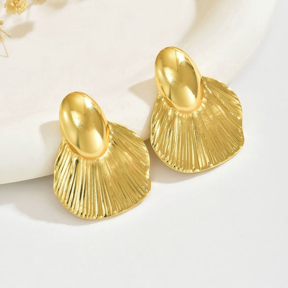 Wholesale Geometric Stamped Stainless Steel Fishtail Earrings For Women Highend Jewelry