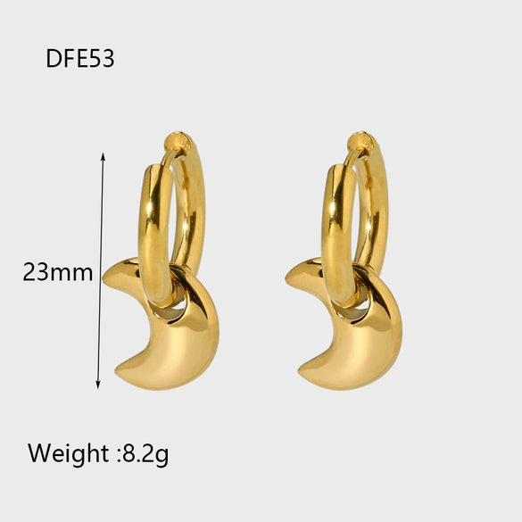 Wholesale Geometric Star And Moon Pendant Stainless Steel 18K Gold Plated Earrings For Women
