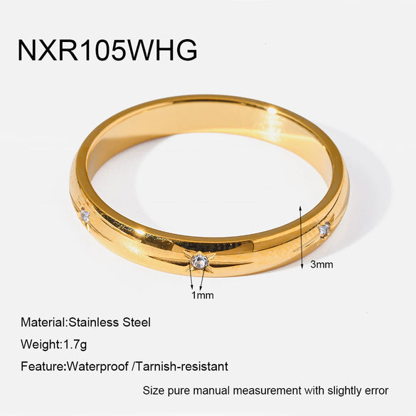 Wholesale Geometric Star Shaped Zircon Stainless Steel 18K Gold Plated Ring For Women
