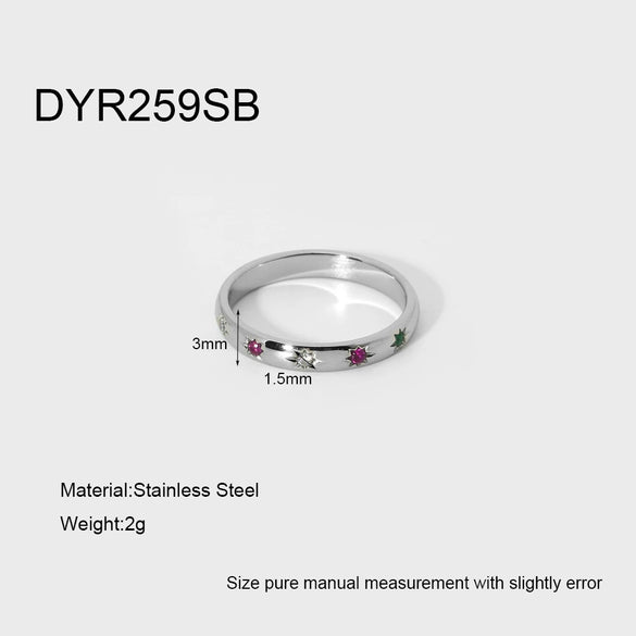 Wholesale Geometric Star Shaped Zircon Stainless Steel 18K Gold Plated Ring For Women