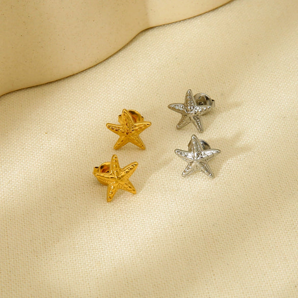Wholesale Geometric Starfish Stainless Steel 18K Gold Plated Earrings For Women