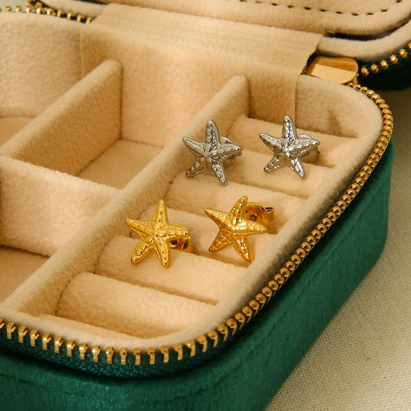 Wholesale Geometric Starfish Stainless Steel 18K Gold Plated Earrings For Women