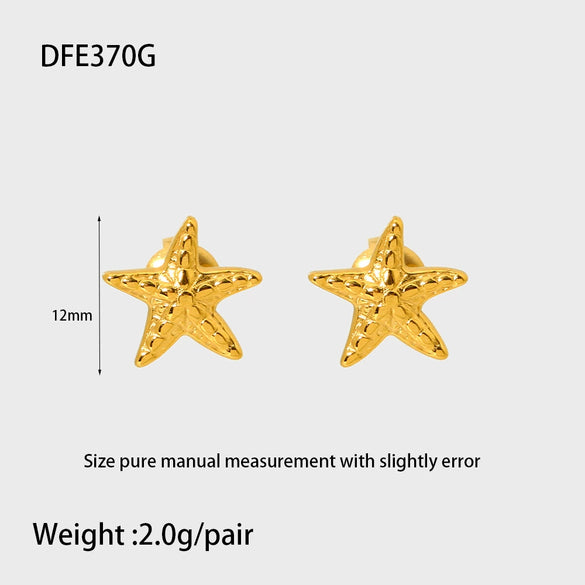 Wholesale Geometric Starfish Stainless Steel 18K Gold Plated Earrings For Women