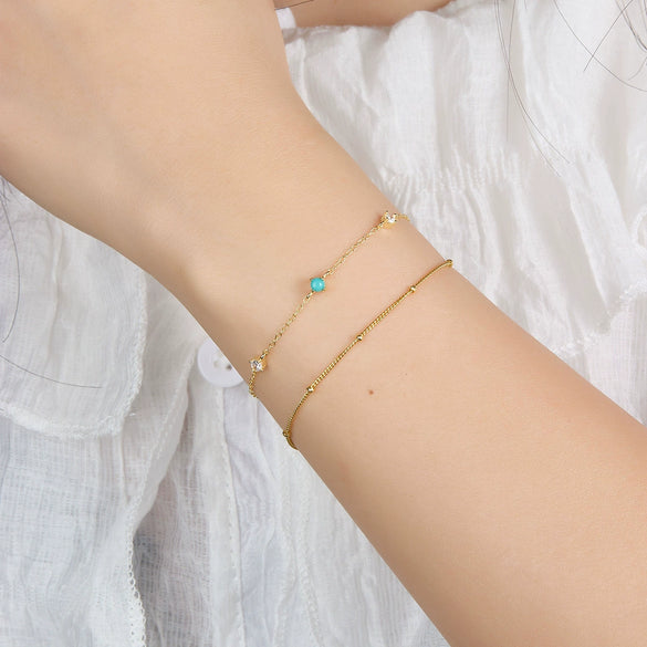 Wholesale Geometric 925 Sterling Silver Bead Bracelet Electroplated For Women