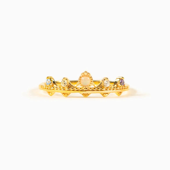 Wholesale Geometric Sterling Silver Crown Zircon Women's Ring With Electroplating