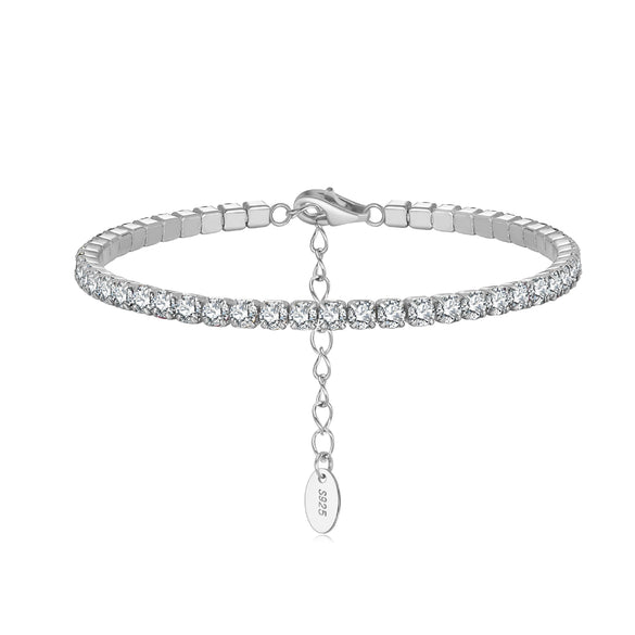 Wholesale Geometric 925 Sterling Silver Cubic Zirconia Tennis Bracelet With Electroplating For Women