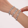 Wholesale Geometric Stitching 5A Zircon Full Diamond Bracelet In Titanium Steel With Electroplating Treatment For Women