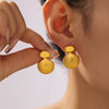Wholesale Geometric Stitching Marine Shell Earrings In Titanium Steel Plated 18K Gold With Electroplating Treatment For Women
