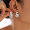 Wholesale Geometric Stitching Marine Shell Earrings In Titanium Steel Plated 18K Gold With Electroplating Treatment For Women
