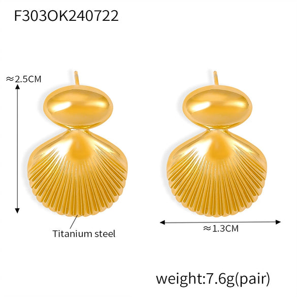 Wholesale Geometric Stitching Titanium Steel 18K Gold Plated Earrings For Women