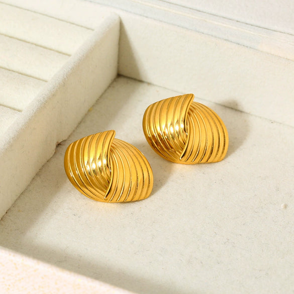 Wholesale Geometric Striped Cross Stainless Steel 18K Gold Plated Earrings For Women High End Jewelry