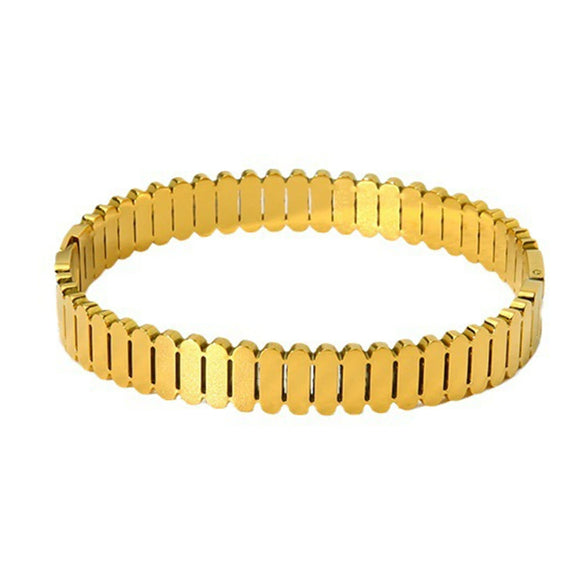 Wholesale Geometric Striped 18K Gold Electroplated Stainless Steel Bracelet Jewelry For Women