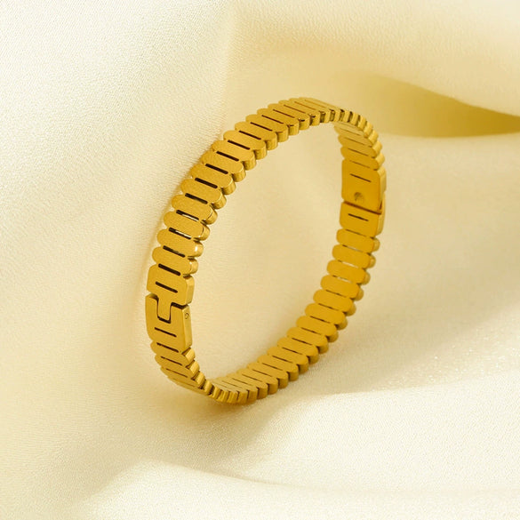 Wholesale Geometric Striped 18K Gold Electroplated Stainless Steel Bracelet Jewelry For Women