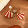 Wholesale Geometric Striped Stainless Steel Oil Dripping Earrings For Women