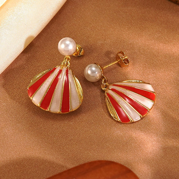 Wholesale Geometric Striped Stainless Steel Oil Dripping Earrings For Women