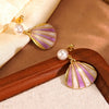 Wholesale Geometric Striped Stainless Steel Oil Dripping Earrings For Women