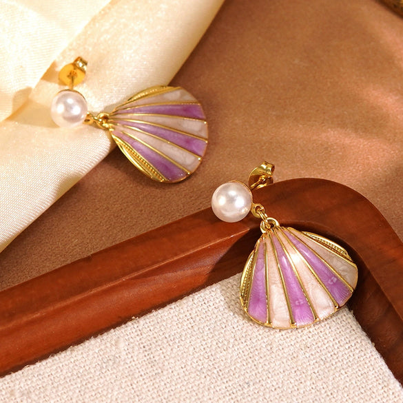Wholesale Geometric Striped Stainless Steel Oil Dripping Earrings For Women