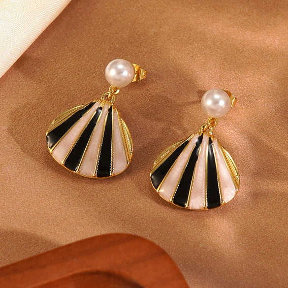 Wholesale Geometric Striped Stainless Steel Oil Dripping Earrings For Women