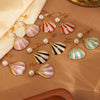 Wholesale Geometric Striped Stainless Steel Oil Dripping Earrings For Women