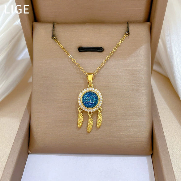 Wholesale Geometric Style Copper Pendant Stainless Steel Necklace For Unisex