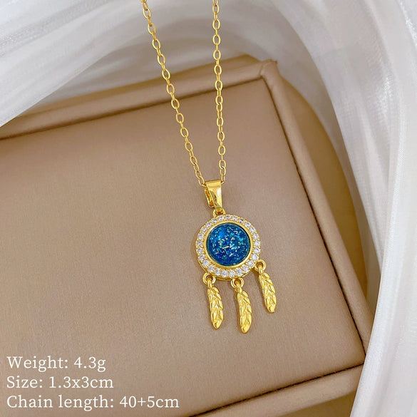 Wholesale Geometric Style Copper Pendant Stainless Steel Necklace For Unisex