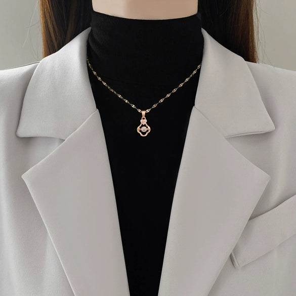 Wholesale Geometric Style Copper Pendant Stainless Steel Necklace For Women