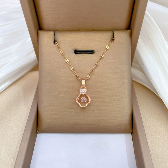 Wholesale Geometric Style Copper Pendant Stainless Steel Necklace For Women