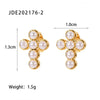 Wholesale Geometric Style Electroplated Stainless Steel Cross Earrings With Diamond Pearl For Women