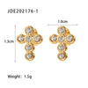 Wholesale Geometric Style Electroplated Stainless Steel Cross Earrings With Diamond Pearl For Women
