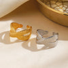 Wholesale Geometric Style Electroplated Stainless Steel Cross Open Ring For Women