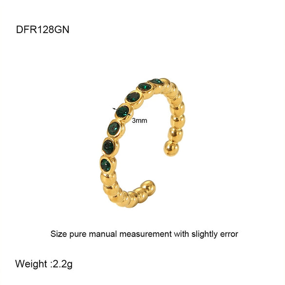 Wholesale Geometric Style Electroplated Stainless Steel Inlaid Zircon Cross Opening Ring For Women