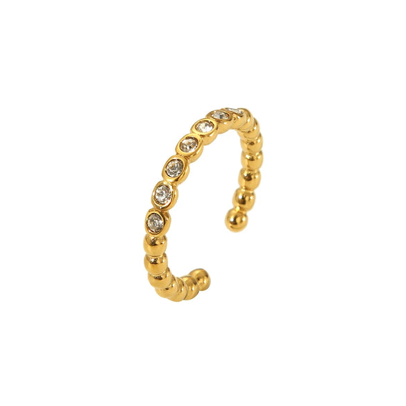 Wholesale Geometric Style Electroplated Stainless Steel Inlaid Zircon Cross Opening Ring For Women