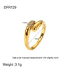Wholesale Geometric Style Electroplated Stainless Steel Inlaid Zircon Cross Opening Ring For Women