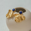 Wholesale Geometric Style Electroplated Stainless Steel Lapis Lazuite Irregular Fan Earrings Ear Jewelry