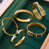 Wholesale Geometric Style Goldplated Titanium Steel Multilayer Stacked Women's Bracelet