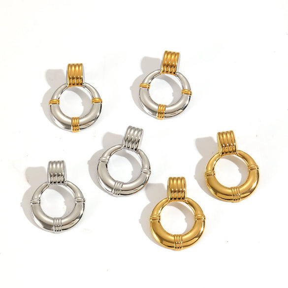 Wholesale Geometric Style Pvd Furnace Vacuum Real Gold Plated Stainless Steel Hoop Earrings For Women