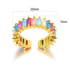 Wholesale Geometric Style Rectangular Full Diamond Colorful Zircon Copper Ring For Women