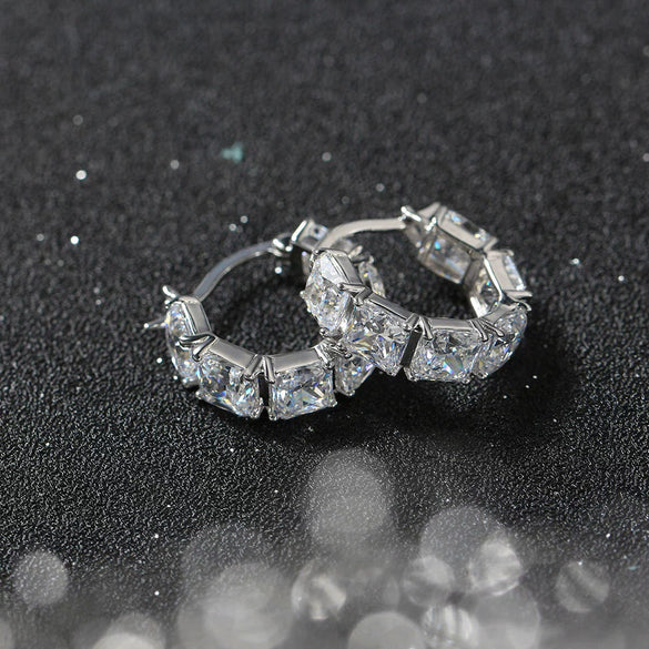 Wholesale Geometric Style S925 Sterling Silver Inlaid Zircon Earrings For Women
