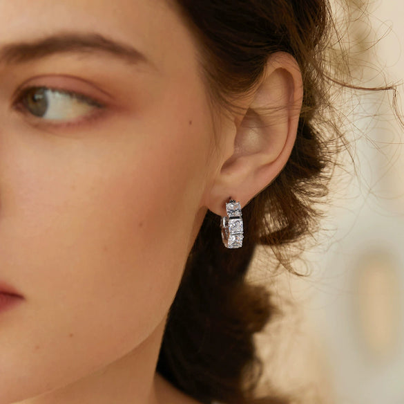 Wholesale Geometric Style S925 Sterling Silver Inlaid Zircon Earrings For Women