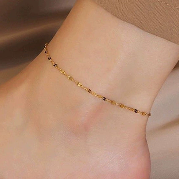 Wholesale Geometric Style Silver 925 Sterling Silver Plated 14K Gold Tile Chain Anklet For Women