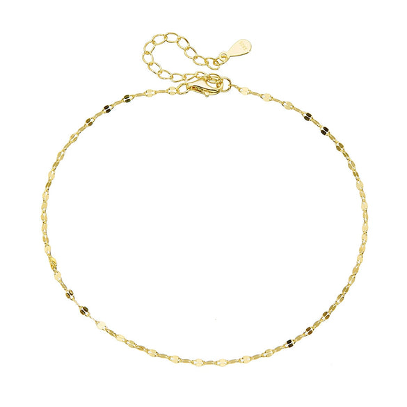 Wholesale Geometric Style Silver 925 Sterling Silver Plated 14K Gold Tile Chain Anklet For Women