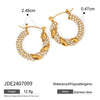 Wholesale Geometric Style Stainless Steel And 18K Gold Twist Earring Buckles With White Diamonds Fashion Jewelry Nonfading