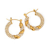 Wholesale Geometric Style Stainless Steel And 18K Gold Twist Earring Buckles With White Diamonds Fashion Jewelry Nonfading