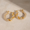 Wholesale Geometric Style Stainless Steel And 18K Gold Twist Earring Buckles With White Diamonds Fashion Jewelry Nonfading
