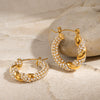 Wholesale Geometric Style Stainless Steel And 18K Gold Twist Earring Buckles With White Diamonds Fashion Jewelry Nonfading