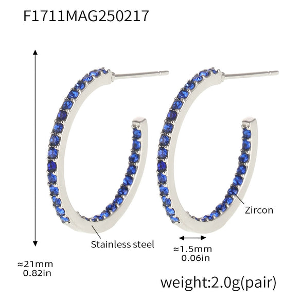 Wholesale Geometric Style Stainless Steel And Titanium Steel Inlaid Zircon Electroplated Earrings For Women