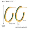 Wholesale Geometric Style Stainless Steel And Titanium Steel Inlaid Zircon Electroplated Earrings For Women